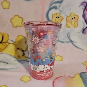 Bioworld Hello Kitty Pink and Blue Floral Cup